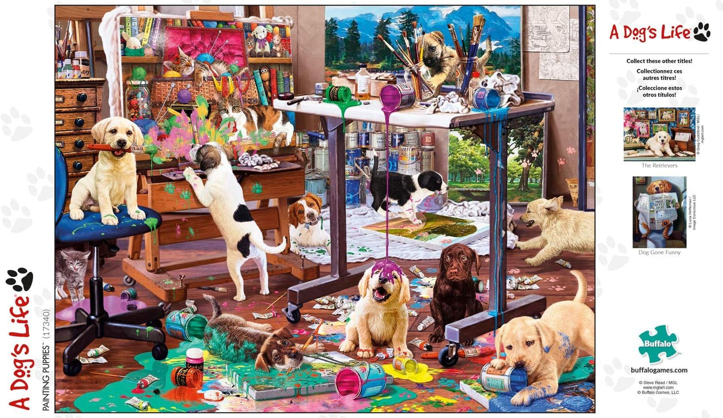Buffalo Games - Steve Read - Painting Puppies - 750 Piece Jigsaw Puzzle for mature-themeds -Challenging Puzzle Perfect for Game Nights - Finished Size is 24.00 x 18.00