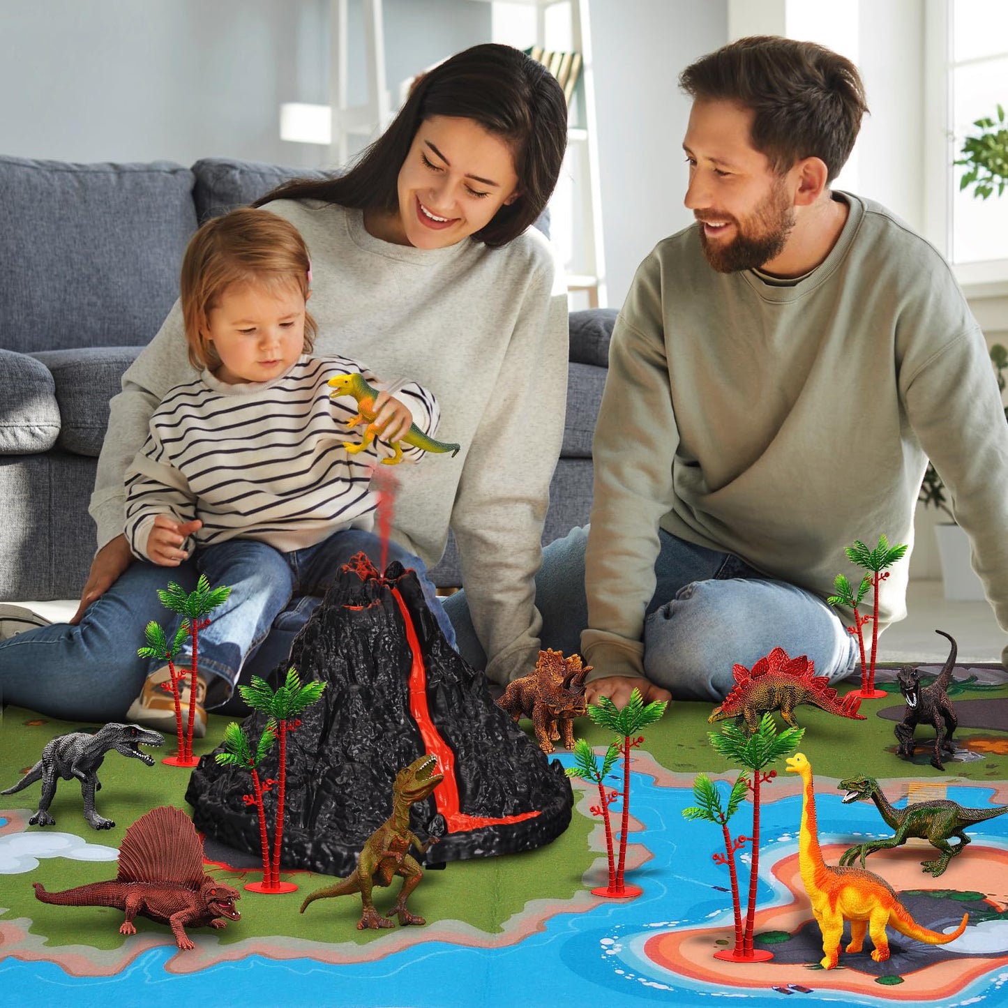 Toysxyin Volcanic Eruption Dinosaur Dinosaur Toys With Simulation Volcano For Kids 3-12 Years, Realistic Dino Figures & Large Pl