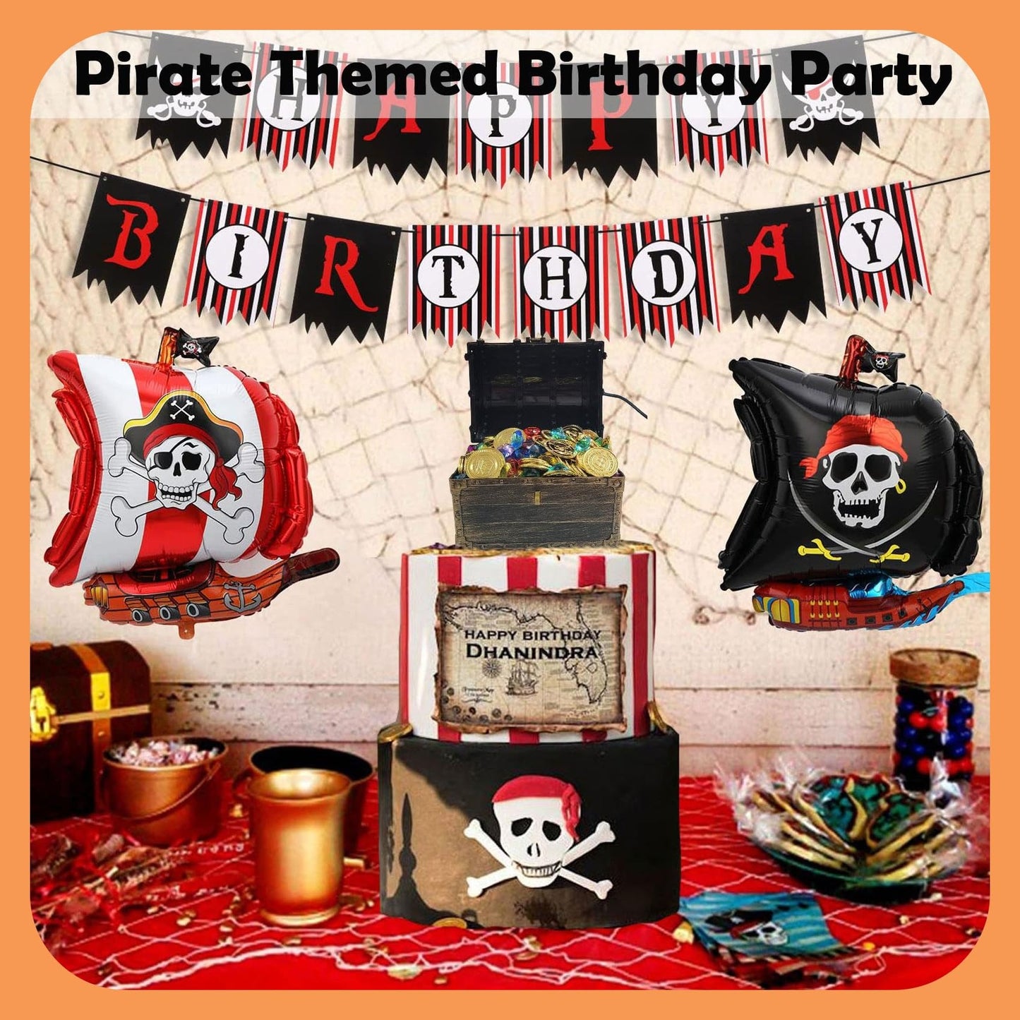 AiFanS Treasure Chest for Kids - Medium Plastic Chest with 288 Gold Coins & Gems - Perfect for Pirate Parties and Games
