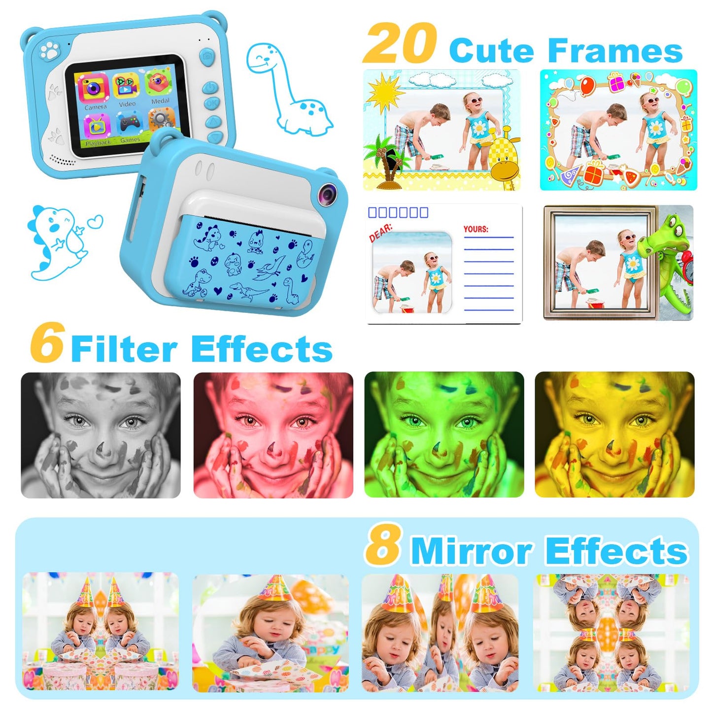 Kids Camera Toddler Camera, Kids Digital Camera Instant Print, 1080P Video Camera For Kids With 32Gb Sd Card, Childrens Toy Came