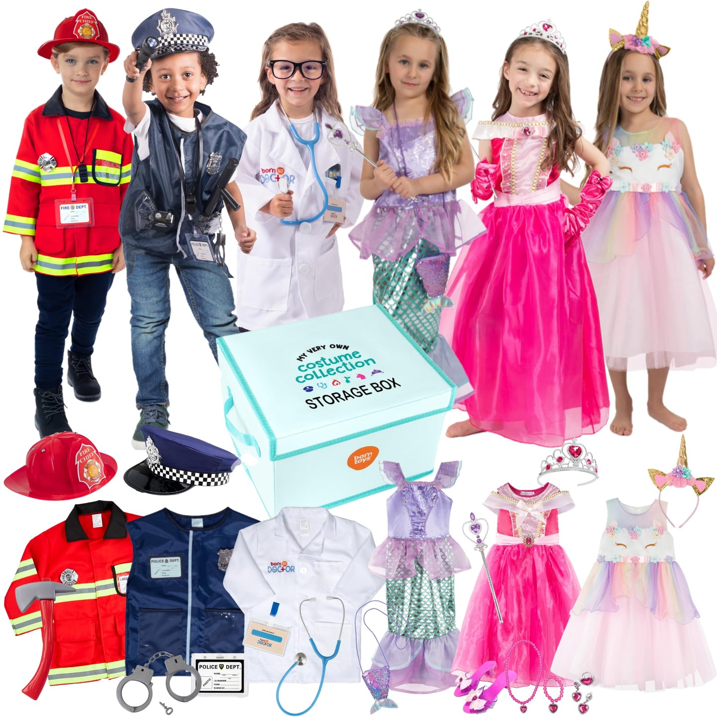 Born Toys Dress Up Clothes for Kids, Multi-color, Cotton, Ages 3-7, Model 683950487680