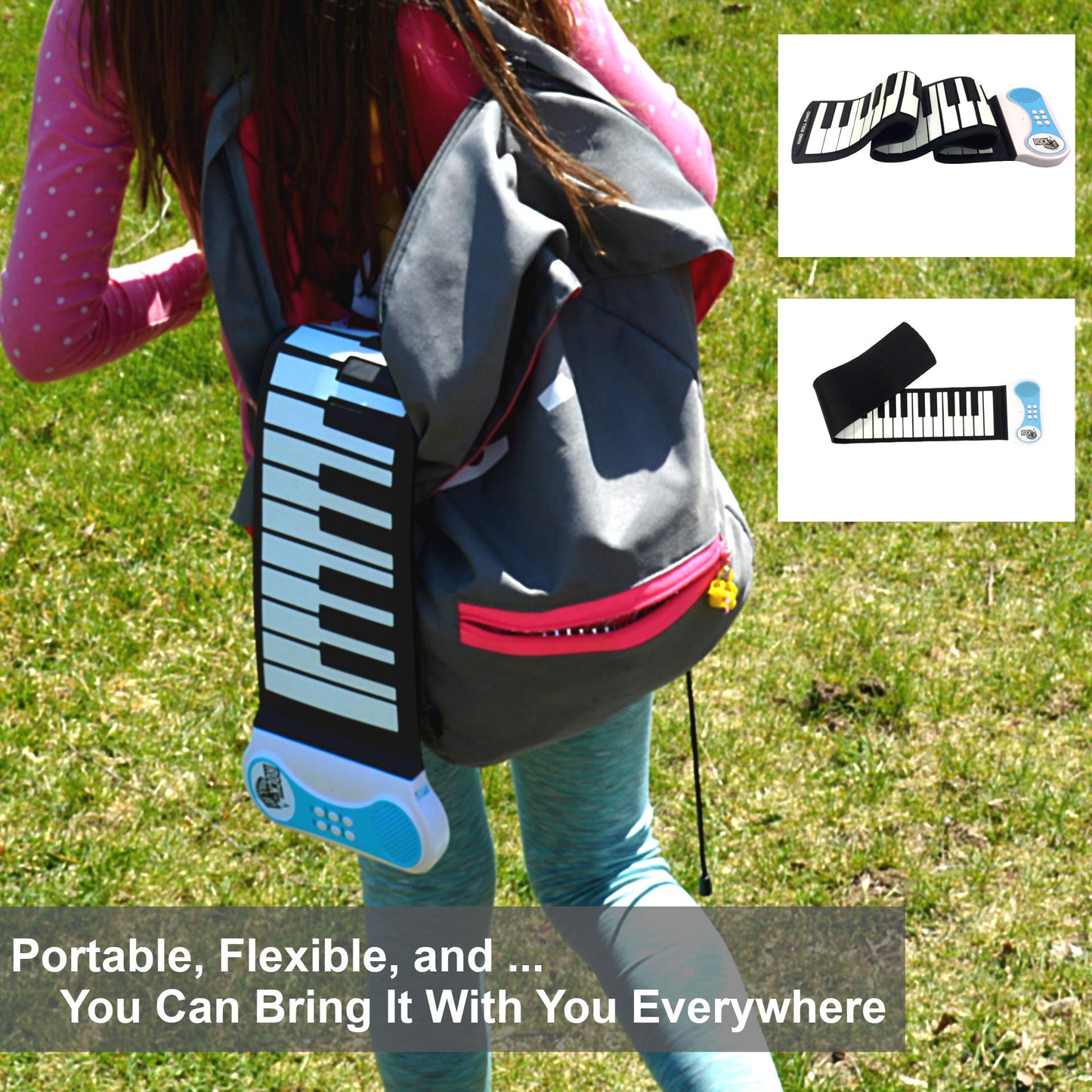 Rock And Roll It - Piano. Roll Up Flexible Classic Toy Piano Keyboard for Kids. 49 Keys Hand Roll Silicone Portable Piano Pad. F