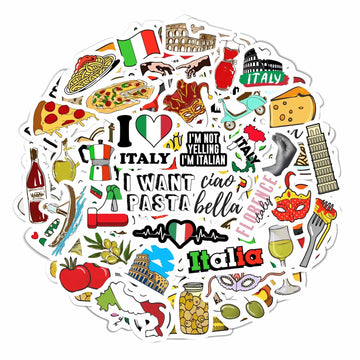 100Pcs Italy Stickers For Scrapbooking, Italian Stickers, Rome Stickers, Europe Stickers, Travel Stickers For Journal, Scrapbook
