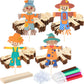 Blueweenly 12 Pcs Fall Scarecrow Painting Craft Kits for Kids DIY Scarecrow Unfinished Paintable Wood Slices Make Your Own Craft