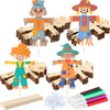 Blueweenly 12 Pcs Fall Scarecrow Painting Craft Kits for Kids DIY Scarecrow Unfinished Paintable Wood Slices Make Your Own Craft