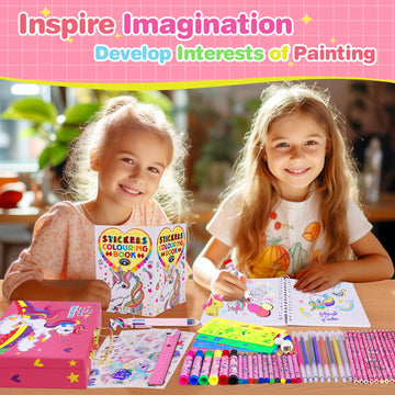 Art Supplies For Kids,66Pcs Drawing Kits With Unicorn Storage Case For Girls Age 4-12,Art Case Coloring Sets,Crayon,Colored Pencils,Coloring Book Sketch Book Drawing Stuff,Gift Toys For Girls Age 5-10