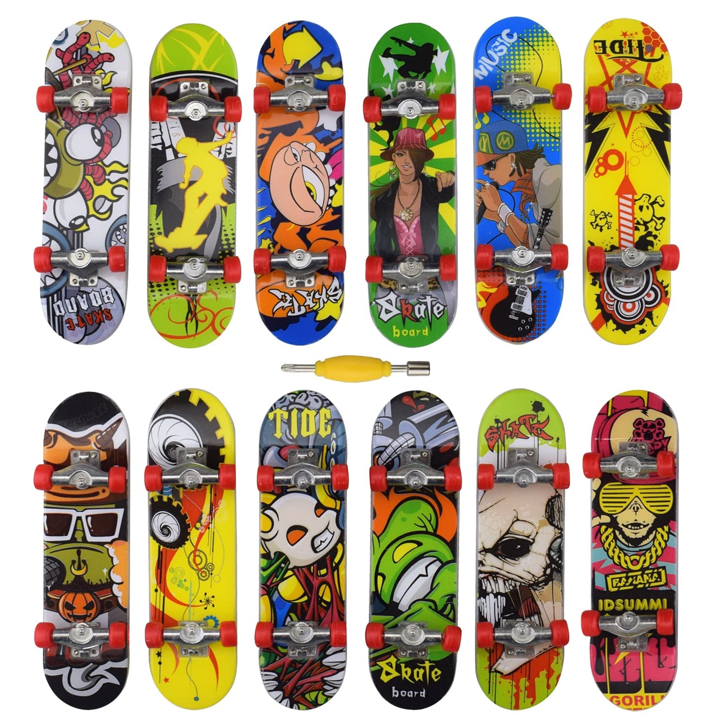 Moonzon 12Pcs Finger Toy Skateboards,Finger Scooter,Creative Fingertip Alloy Finger Sports Toys, Intellectual Toys, Novelty Toys Gifts