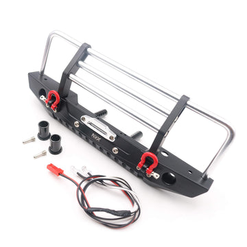 KYX Racing Alloy Front Bumper with LED Lights Upgrades Parts Accessories for RC Crawler Car Axial SCX10 II 90046 Traxxas TRX4 TR