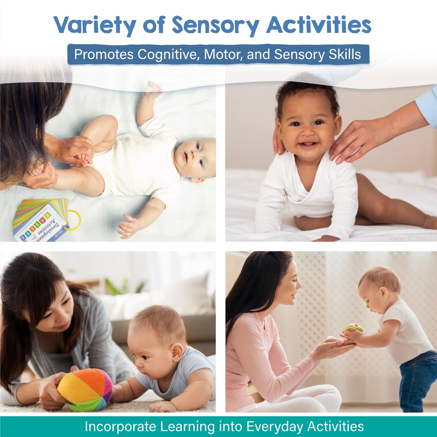 Lulu & You Baby Activity Cards - Playtime Ideas Focused On Baby Development And Stimulation - Newborn Activities From Birth To 1 Year – 0-12 Months Old Baby Must Haves - Baby Activity Book