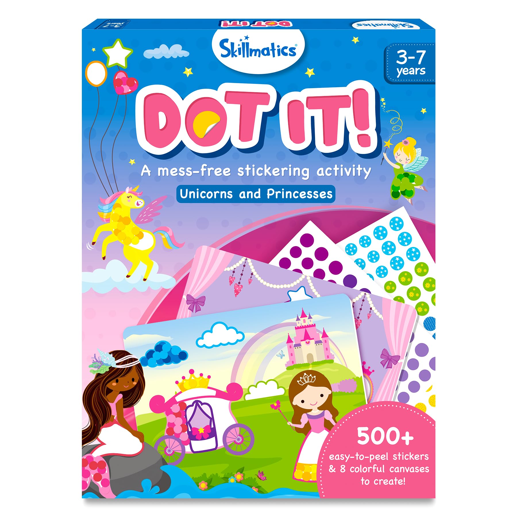 Skillmatics Art Activity - Dot It Unicorns & Princesses, No Mess Sticker Art For Kids, Craft Kits, Diy Activity, Gifts For Boys & Girls Ages 3, 4, 5, 6, 7, Travel Toys For Toddlers