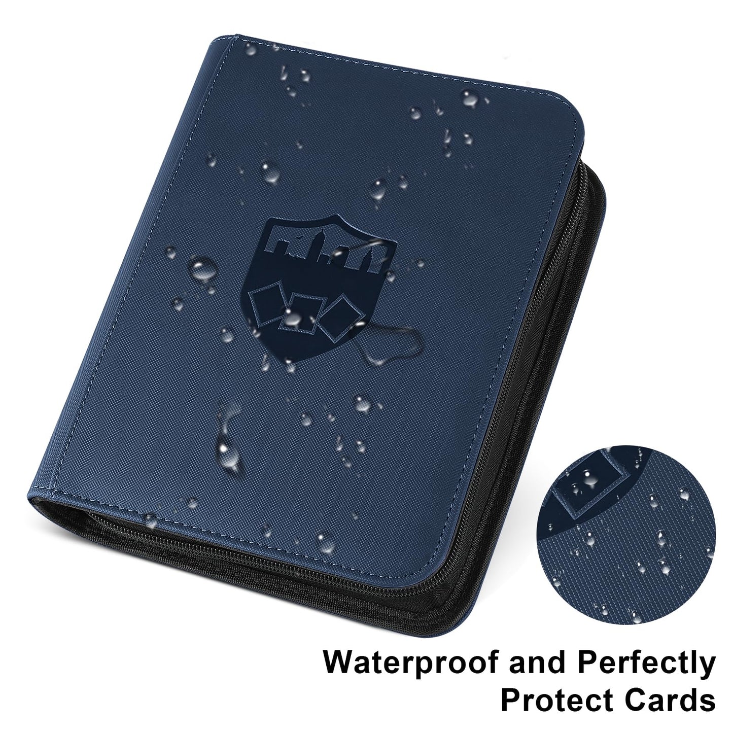 Trading Card Binder 4 Pocket  GERMUN PU Cover Card Binder for 160 Cards  enhanced Trading Card Holder Folders  Double Sided Pocket Card Album for MTG  TCG (Blue)