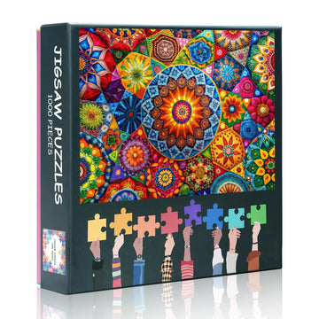 Colorful Mandala Puzzles For Adults 1000 Pieces - Jigsaw Puzzles 1000 Pieces Difficult Challenging Family Puzzle Game Abstract F