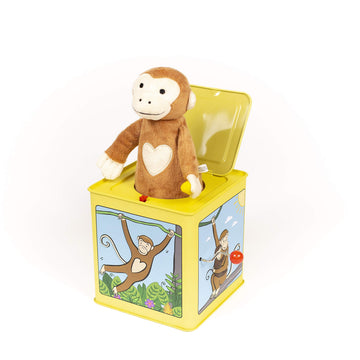 Jack Rabbit Creations Monkey Jack-in-the-Box Toy, Plush, Plays "Pop Goes The Weasel", 1 EA, Tin, Kids Age 3+