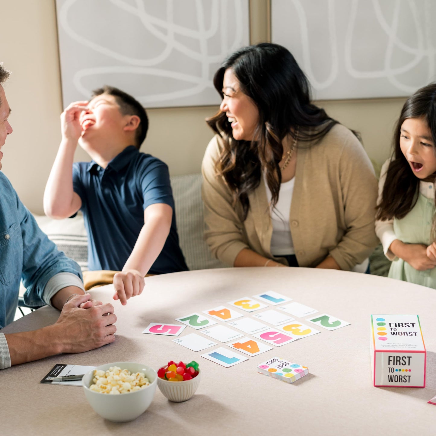 FIRST TO WORST Party Game - Card Game for Ranking Fun - Medium Size, Multicolor, Model DYE-1300