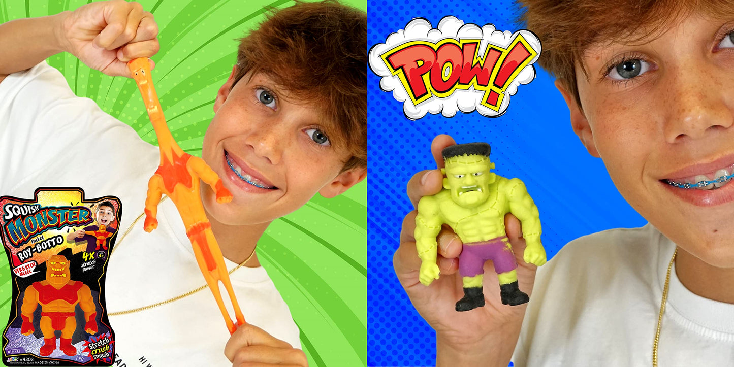 JA-RU Stretchy Monster Toy - 3.5" Halloween Fidget Toy, Assorted Colors, Calming Silicone Stress Relief for Kids & Party Favors