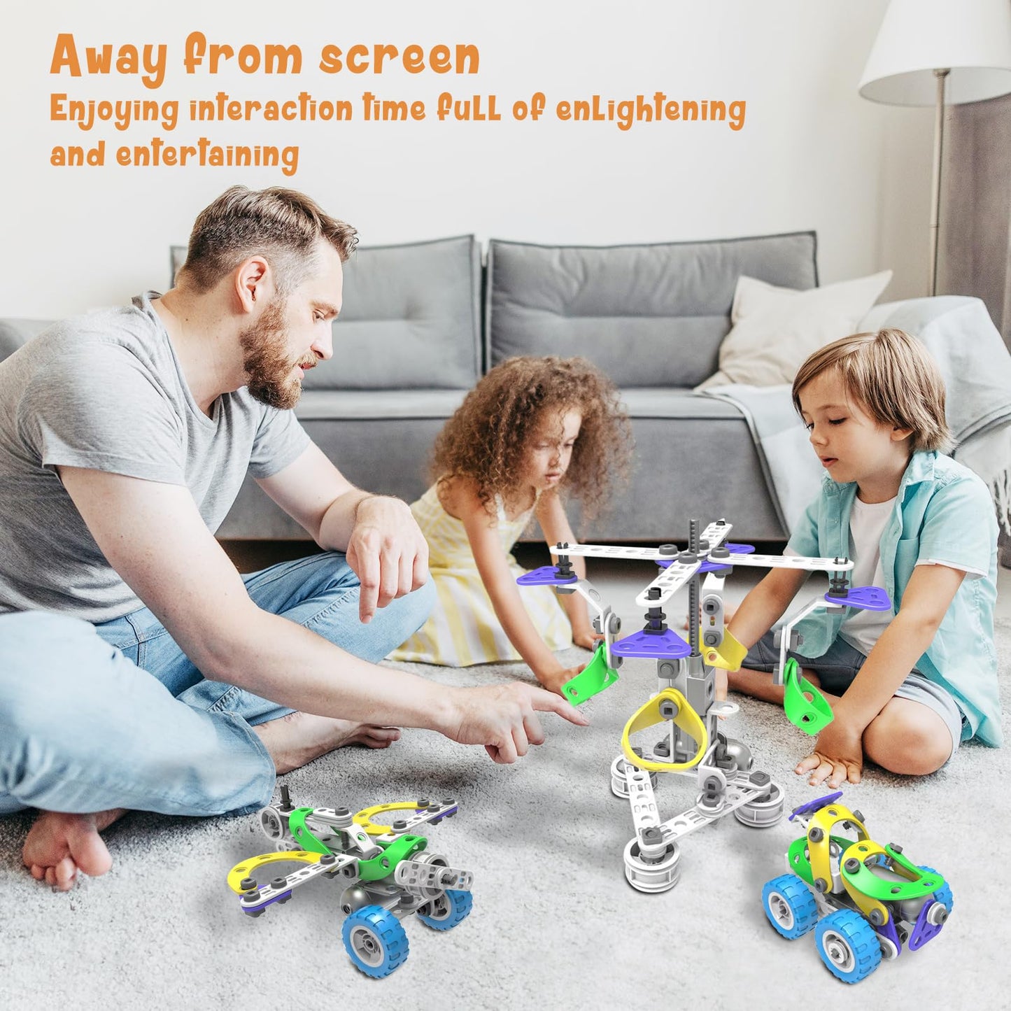 107Pcs Motorized Erector Sets For Kids Ages 4 5 6 7 8+,Stem Building Toys For Boys Girls 3-5 4-8 5-7 6-8 Year Old,Engineering Ki