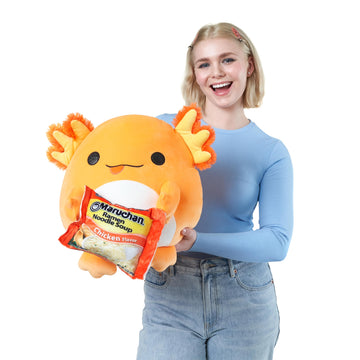 Snackles (Maruchan) Axolotl Super Sized 14 Inch Plush By Zuru, Ultra Soft Plush, Collectible Plush With Real Licensed Brands, St