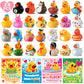 Anggiko 28 Pack Valentines Cards For Kids Classroom School With Valentines Rubber Ducks, Assorted Valentines Day Jeep Ducks Toys