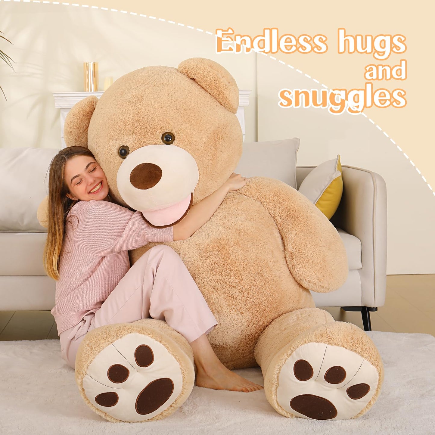 Maogolan Big Stuffed Animal - 6 Feet Giant Plush Teddy Bear - Adorable And Fluffy Jumbo Teddy For Girlfriend, Boyfriend, Wife - Brown