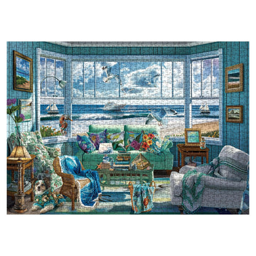 Beach Summer House Puzzles for Adults 1000 Piece, Hawaii Florida Maine Ocean Jigsaw Puzzles, Seashore Retreat House Puzzles