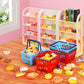 170Pcs Miniature Supermarket Shelves Furniture Model Doll House Store Storage Bookshelf Accessories 4 Layers Shelf Display Rack