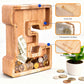 Wooden Letter Piggy Bank for Kids  Initial Coin Bank for Boys and Girls  First Name Personalized Savings Bank for Birthday Boys Girls Gift Piggy Bank for Kids (Wood  S9-D)
