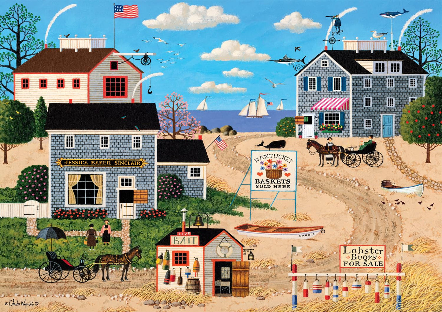Buffalo Games 500 Piece Jigsaw Puzzle - Nantucket Breeze, Paper, Blue/White, 21.25 x 15.00 - Perfect for Game Nights