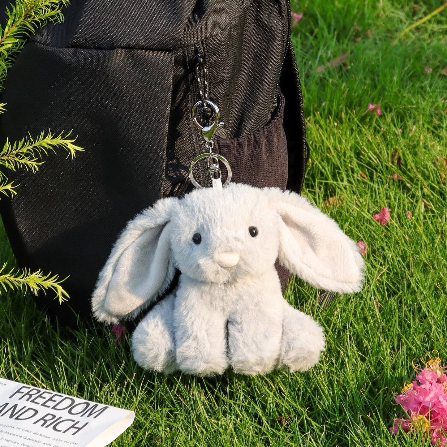 Apricot Lamb Cute Toys Plush Grey Bunny Rabbit Stuffed Animal Soft Keychain For Kids Bag, Purse, Backpack, Handbag (Grey Bunny，4.7 Inches)