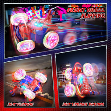 RC Stunt Cars Rechargeable Remote Control Car for Boys Xmas Birthday Gifts Kids Toys for Boys & Girls Ages 3 to Up (Red)