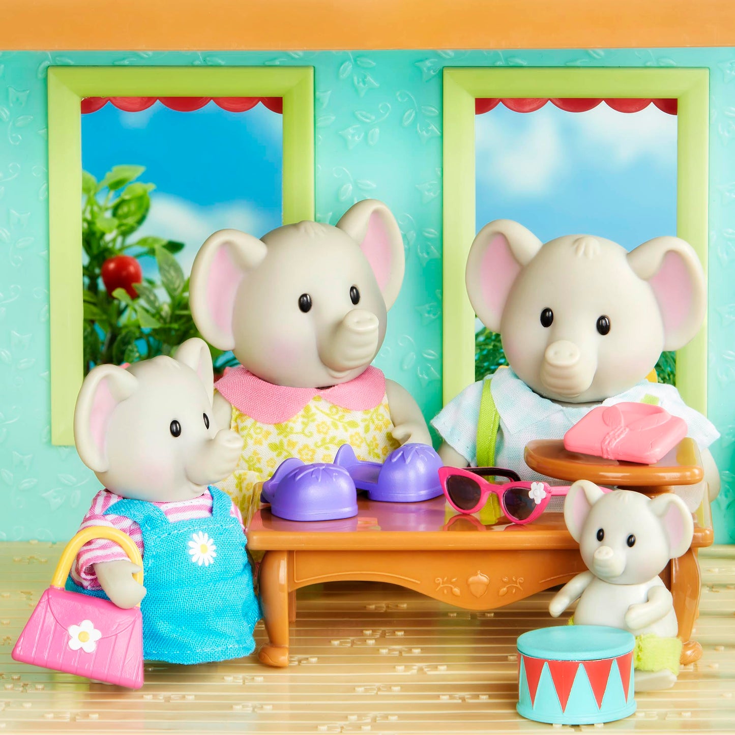 Li'l Woodzeez Oliphant Elephant Family - Set of 4 Posable Figures with Storybook - Multicolor - Gift Toy for Kids Age 3+