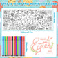 AUGSUN Easter Large Coloring Poster for Kids 72 x 30 Inch Happy Easter Coloring Tablecloth Giant with 18 Paint Pens for Crafts S
