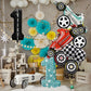 Number 1 Race Car Balloons, 43 Inch Race Car Party Decorations, Wheel Tire Balloons, Black And White Checkered Foil Balloons, Ca