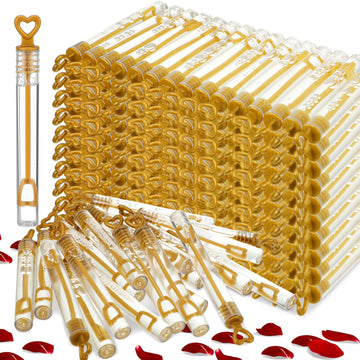 Foilswirl 300 Pcs Mini Wedding Bubble Wand Bulk Gold Heart Bubble Wands Wedding Favors Individual Mini Bubble Wand Favors For We