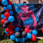 Red Blue Black Balloons, 12 Inch Helium Black Latex Balloon With Royal Blue Red Confetti Balloon Decor For Boys Super Spider Her