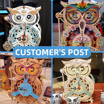 Rowood 3D Puzzles For Adults, Wooden Model Kits For Adults To Build, Birthday Gift For Adults & Teens (161 Pcs)- Owl Clock