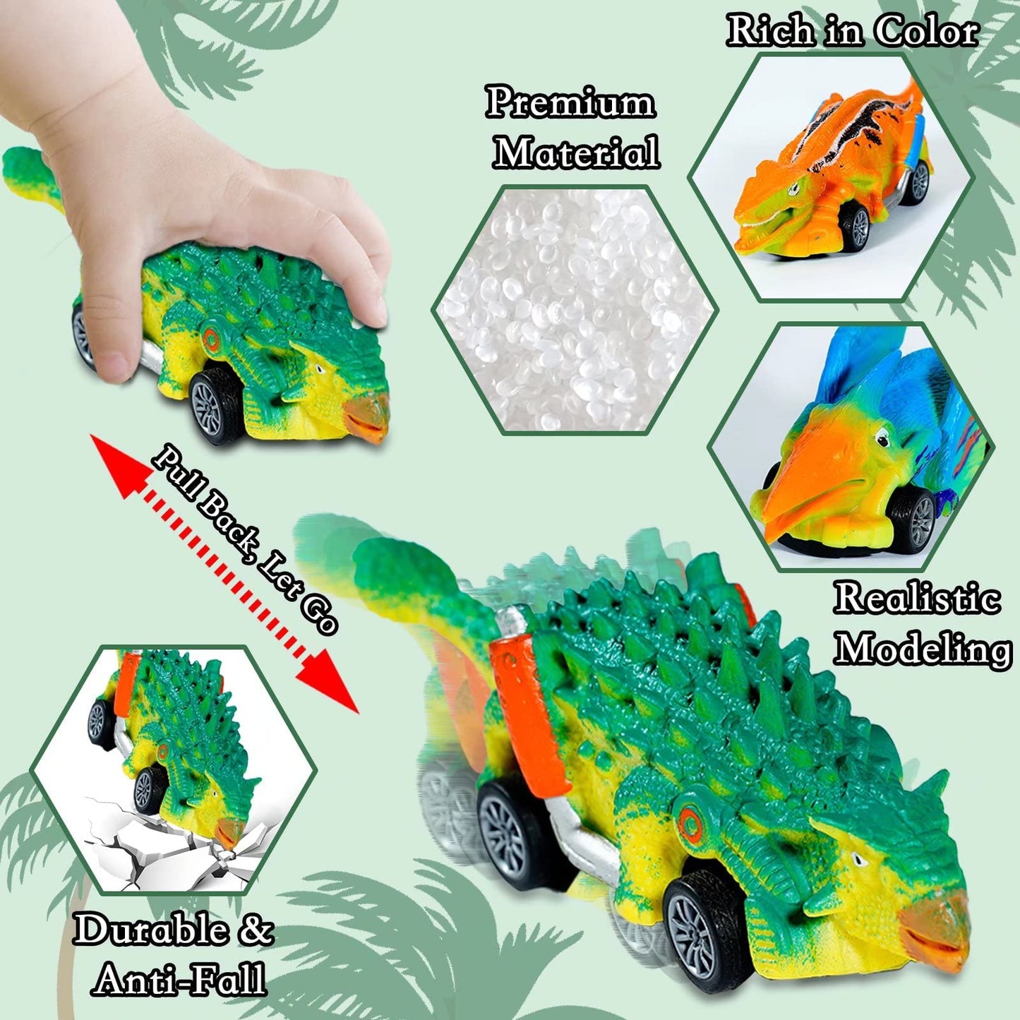Dinosaur Toys 6 Pcs Pull Back Cars Dinosaur Toys for Kids 3-5 Toddler Boy Toys Age 3 4 5 and Up Dinosaur Car Toys for 3-7 Year O