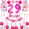 Sweet 29Th Birthday Decorations For Women, Pink And White 29 Happy Birthday Balloons, 29Th Birthday Party Supplies Including Pin