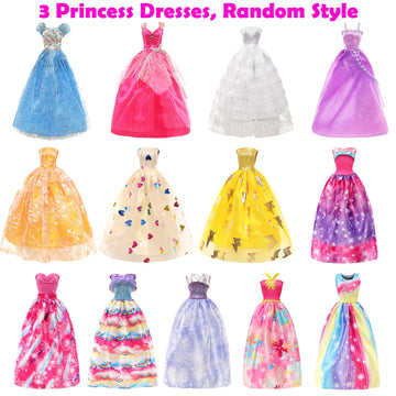 Barwa 41 Pack Doll Clothes And Accessories 15 Sets Doll Clothes 3 Wedding Long Dresses 3 Fashion Dresses 4 Tops Pants 2 Bikini Swimsuits 1 Pool Floaties 15 Shoes 10 Hangers For 11.5 Inch Doll