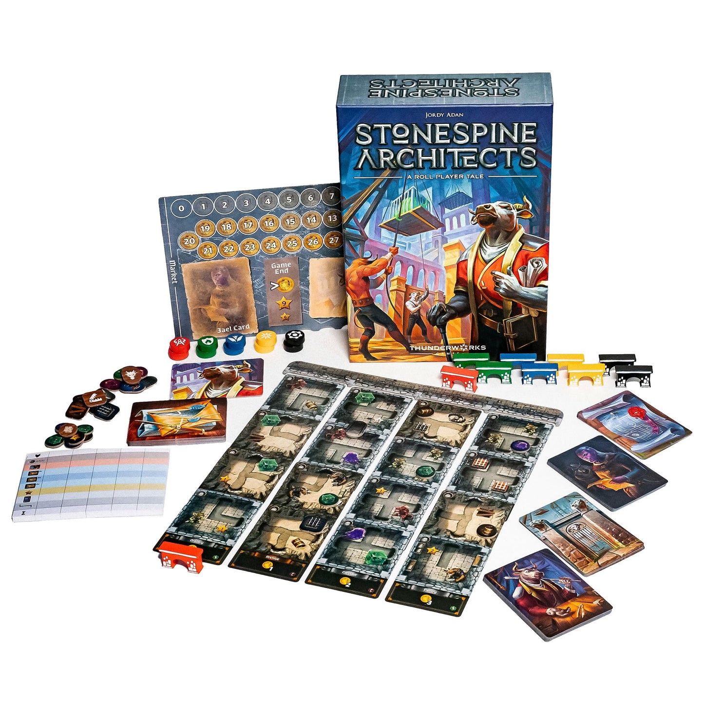 Thunderworks Games - Stonespine Architects | Strategy Board Game | Card-Drafting Dungeon Design | Competitive Tableau Builder |