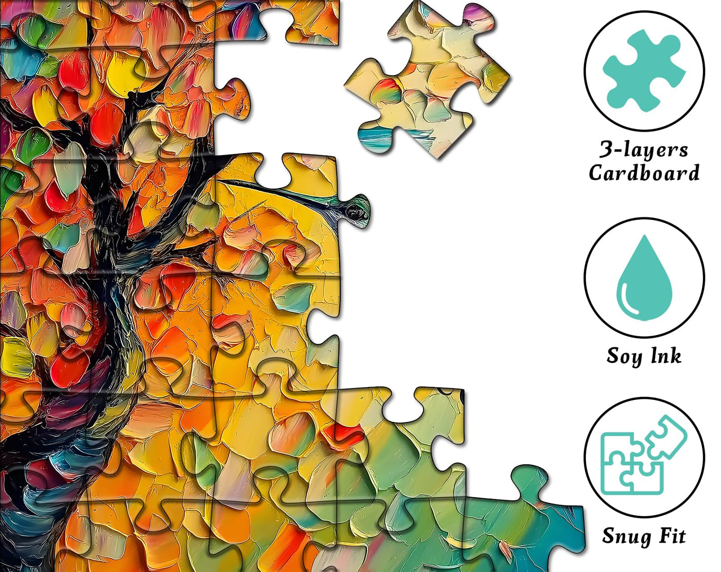 PICKFORU 1000-Piece Hummingbird Puzzle - Colorful Tree of Life, 27.5" x 19.7" Jigsaw for Adults, Difficult Challenge