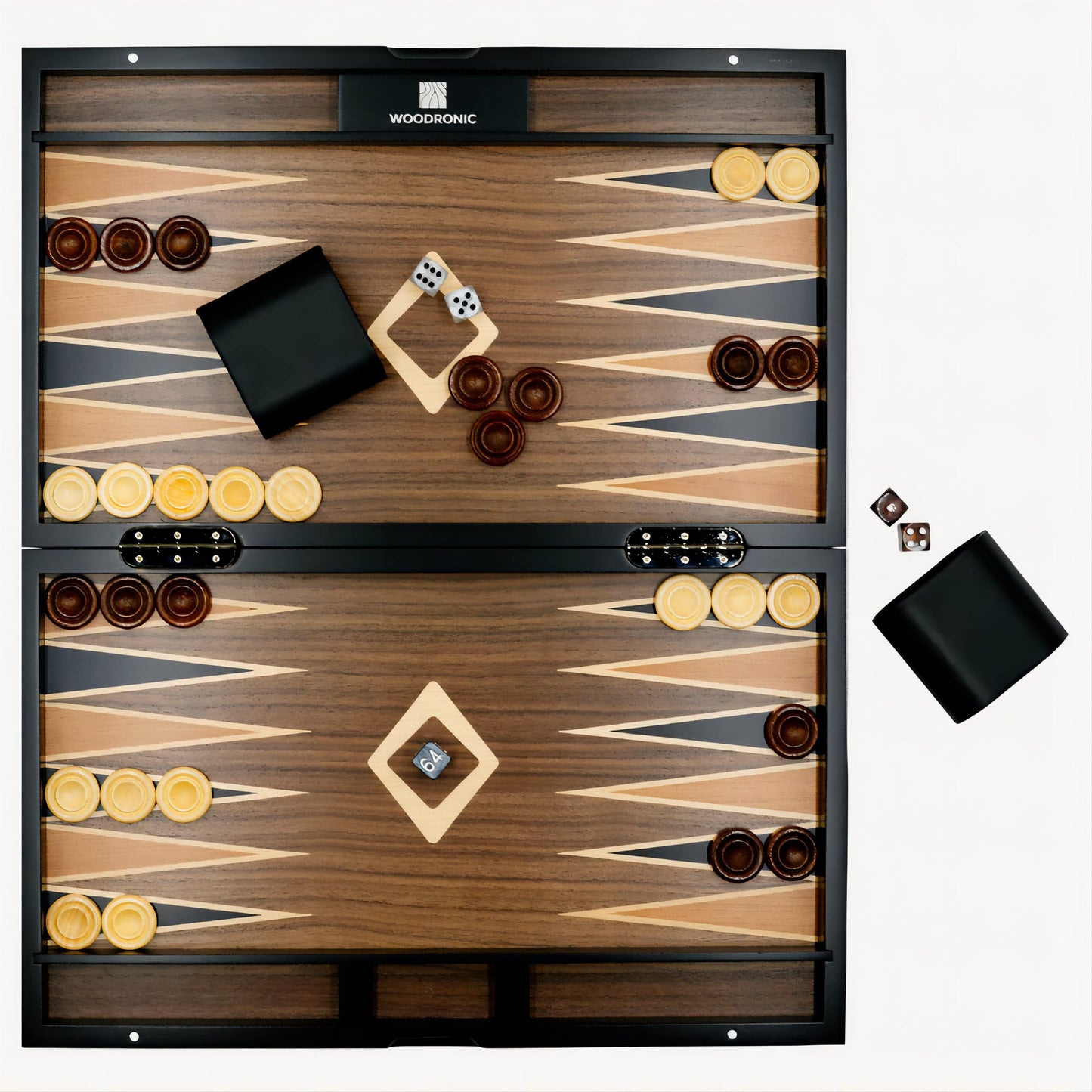Woodronic 17' Wooden Backgammon Set For Adults, Folding Classic Board Game, Best Strategy Game And Smart Game Of Tactics, Walnut Mahogany Case