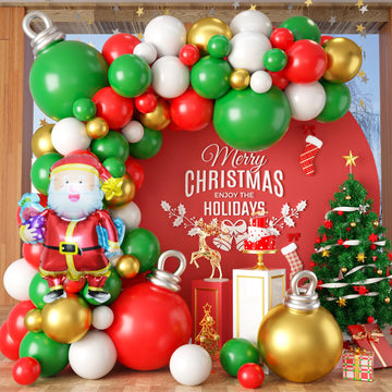 Christmas Balloon Arch Kit, Xmas Red Gold White Green Balloons Christmas Balloon Garland Arch Kit With Bell Balloons 40 Inch San