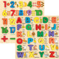 Shinetoy Alphabet Puzzle Wooden Puzzle Toy For Children, 2 Pieces Abc Letters Numbers Design Chunky Blocks, Board Game Education