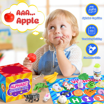 Alphabet Mystery Box For Kids: Alphabet Learning Toys For Kids Age 3 4 5 6 7 Year Old, 26 Pcs Letter Matching Game Toddlers Fine