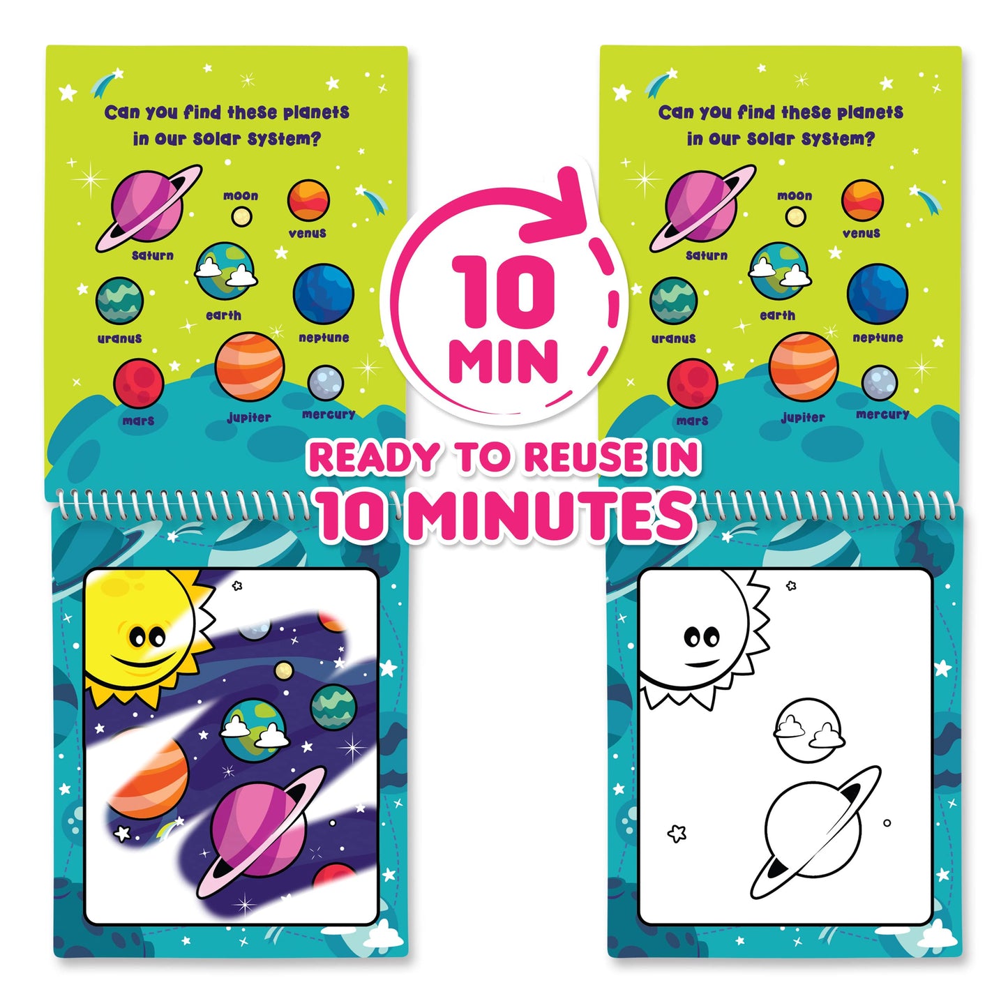 Water Magic - Patented Gourmet Scented Reusable Water Reveal Activity Books - No Mess, All Fun By Scentco (Cosmic Adventure And Creatures)
