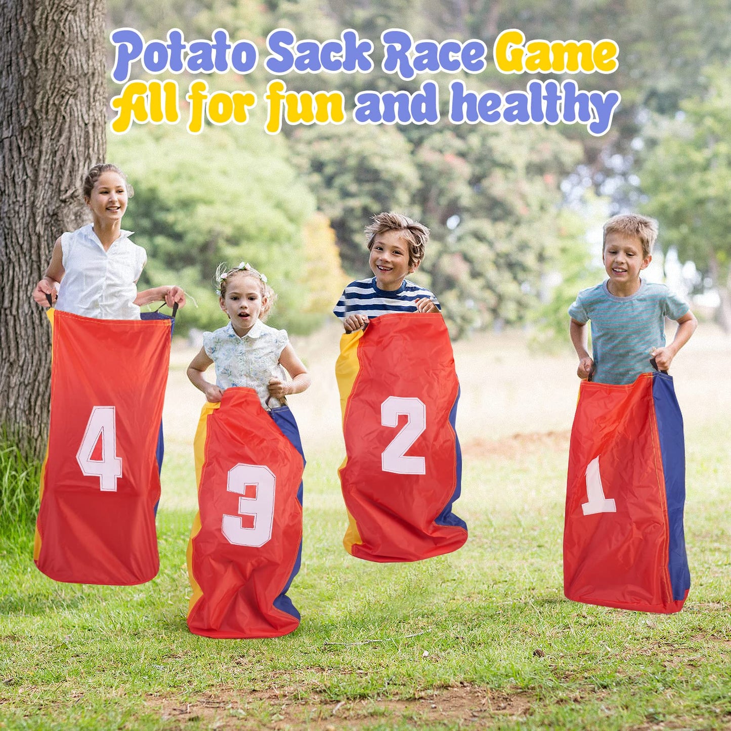 4Pcs Outdoor Games Potato Sack Race Bags For Kids And Adults, Lawn Games For Outside Backyard Field Day Picnic 4Th Of July Activ