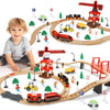 Toy Life Train Set 80Pcs Train Toys With Crane & Locomotive Train, Train Set For Kids 4-8, Wooden Train Tracks Toy Train Set For Toddlers 3 4 5, Kids Train Set Gift Toy Fits Thomas, Brio Tracks