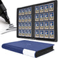 D DACCKIT Toploader Binder - 16-Pocket, Large, Navy Blue, Holds 640 Toploaders, Leather Model A for Trading/Sports Cards