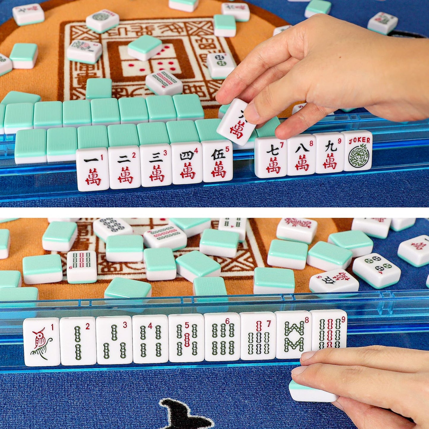 GUSTARIA American Mahjong Game Set - 166 Light Green Tiles, Melamine, Includes 4 Color Racks, 20"x9"x3", Light Green Carrying Bag