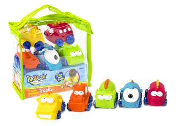 Kidoozie Mini Monster Trucks - Teaches Beneficial Roleplay and Employs Tactile Engagement - Includes Yellow, Orange, Blue, Green